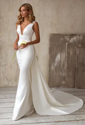 Satin Elegant Wedding Dresses Sexy Mermaid For Formal Party Deep V-Neck Backless Simple Robes Vestidos De Novia Customized 2025