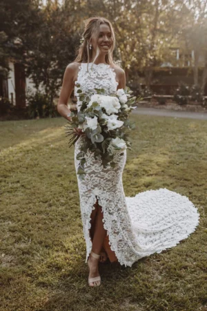 Beach Halter Wedding Dresses Lace Appliques Mermaid Dress For Bride Customized Elegant Floor-length Bridal Gown Vestido De Novia