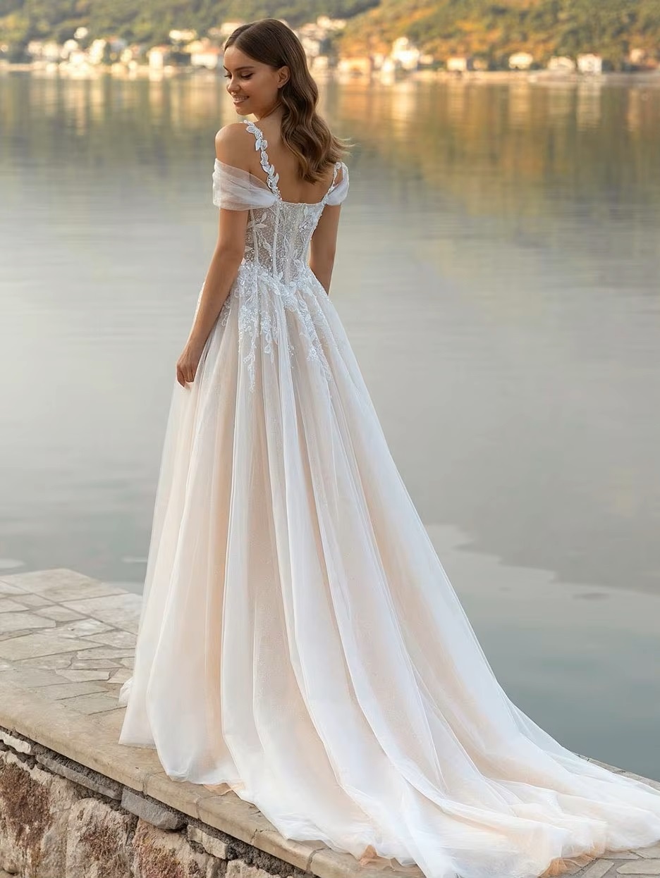 SoDigne Beach Wedding Dress Sweetheart Lace Appliques Off Shoulder Corset Princess Bridal Dress Wedding Gown Customized 2 SoDigne Beach Wedding Dress Sweetheart Lace Appliques Off Shoulder Corset Princess Bridal Dress Wedding Gown Customized - Obrázek 2