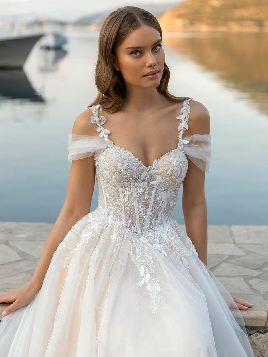 SoDigne Beach Wedding Dress Sweetheart Lace Appliques Off Shoulder Corset Princess Bridal Dress Wedding Gown Customized 3 SoDigne Beach Wedding Dress Sweetheart Lace Appliques Off Shoulder Corset Princess Bridal Dress Wedding Gown Customized - Obrázek 3