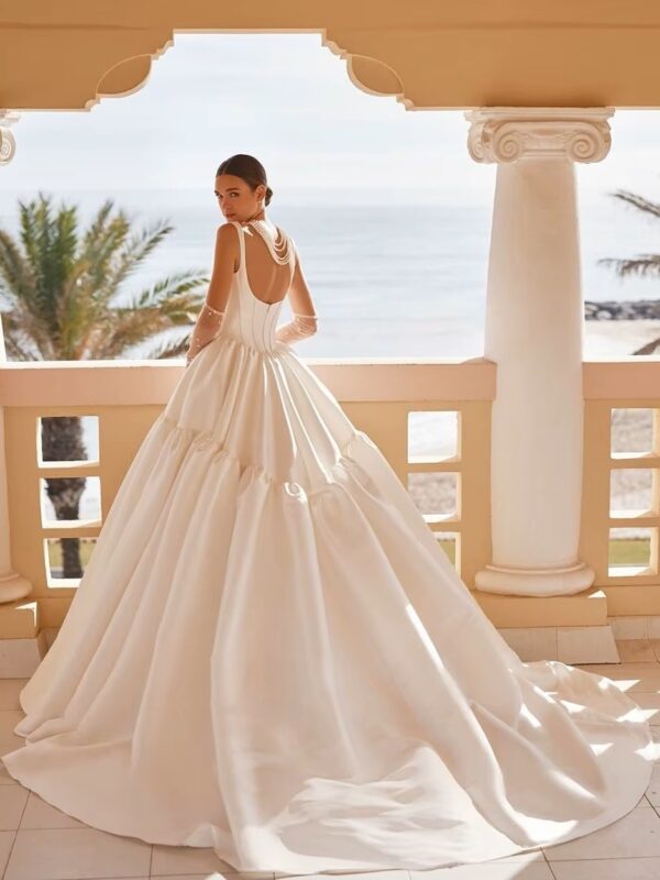 SoDigne Princess Taffeta Bride Dresses For Women Square Neck Wedding Party Dress Backless Bridal Gown robes de mariée Customized - Obrázek 2