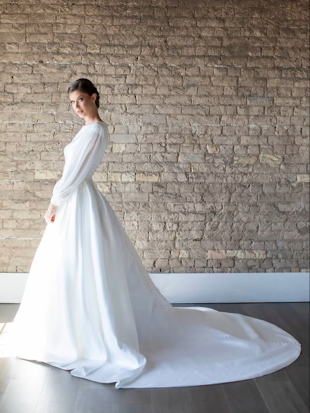 SoDigne Satin A-line Wedding Dresses Full Sleeves O-neck Bridal Dress Elegant Long Bridal Gown vestidos de novia Customized 2 SoDigne Satin A-line Wedding Dresses Full Sleeves O-neck Bridal Dress Elegant Long Bridal Gown vestidos de novia Customized - Obrázek 2