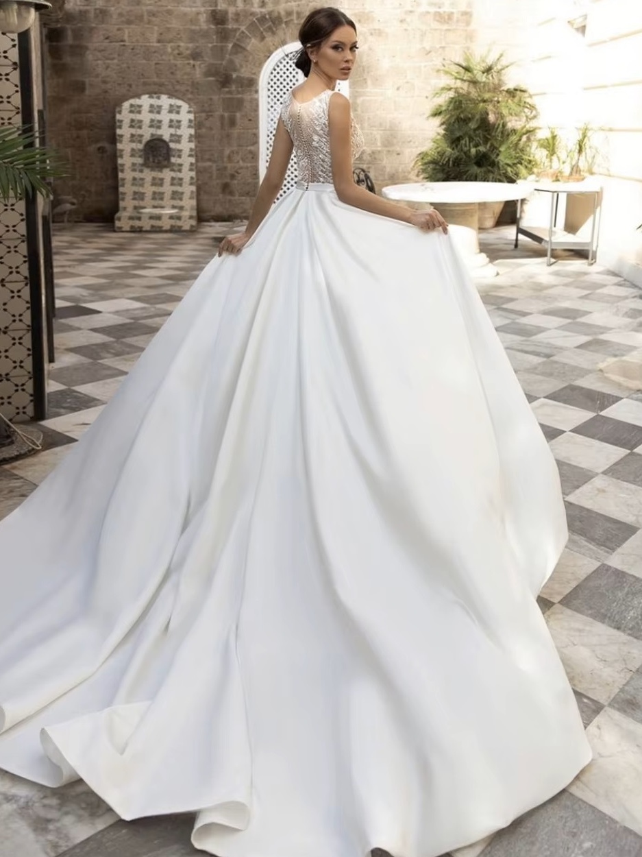 SoDigne Country Wedding Dresses A-line Wedding Gown V-Neck Bride Dress Appliques Satin Bridal Gown Vestido De Novia Customized 2 SoDigne Country Wedding Dresses A-line Wedding Gown V-Neck Bride Dress Appliques Satin Bridal Gown Vestido De Novia Customized - Obrázek 2