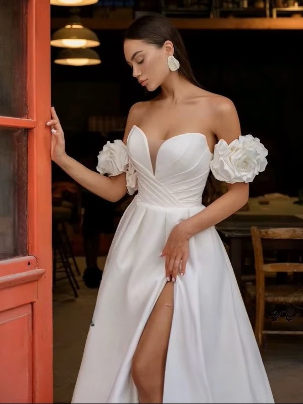 SoDigne Modern Satin Wedding Dresses Sweetheart A-line Elegant Bridal Dress Boho Split Lace Up Wedding Gown Robe De Mairee  3 SoDigne Modern Satin Wedding Dresses Sweetheart A-line Elegant Bridal Dress Boho Split Lace Up Wedding Gown Robe De Mairee  - Obrázek 3