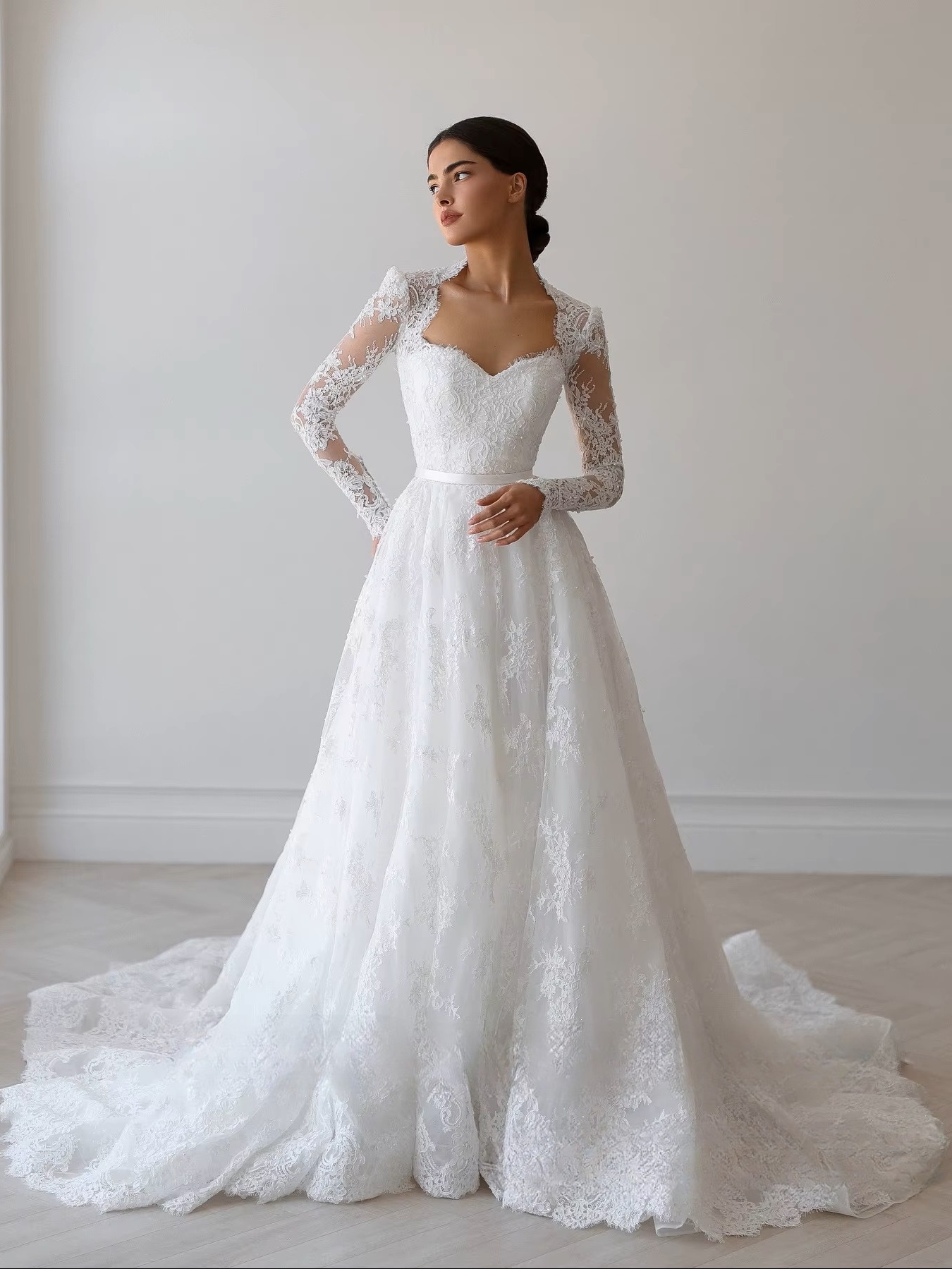 SoDigne A-line Lace Wedding Dress Sweetheart Full Sleeves Bride Dresses 2025 Long Bridal Gowns vestidos de novia Customized 3 SoDigne A-line Lace Wedding Dress Sweetheart Full Sleeves Bride Dresses 2025 Long Bridal Gowns vestidos de novia Customized - Obrázek 3