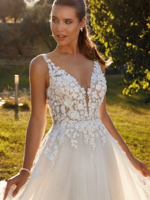 SoDigne Formal Princess Women Wedding Dresses Lace Flower A Line Bride Gowns Button Backless Bridal Dress For Wedding Customized - Obrázek 3