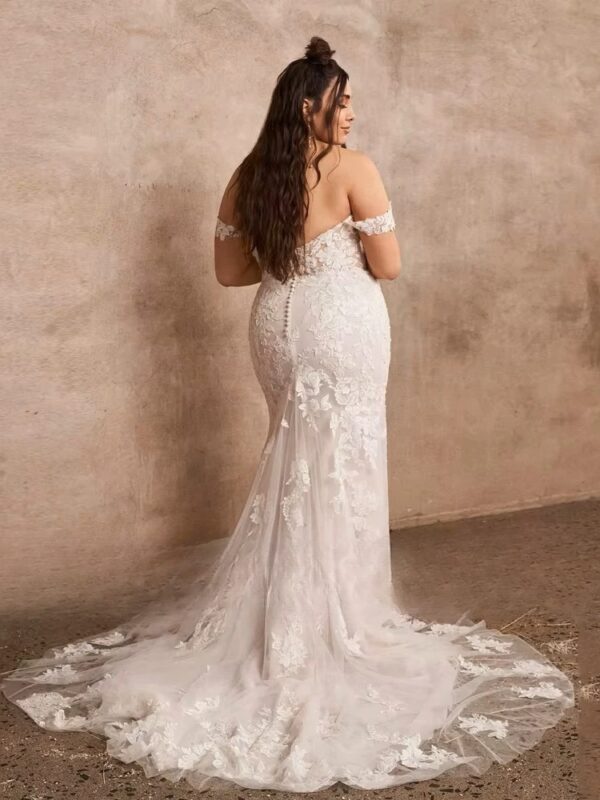 Pastrol Tulle Wedding Dresses Plus Size Sweetheart Neck Sleeveless Bride Gowns Appliques Floor Length Mermaid Vestido De Noiva - Obrázek 2