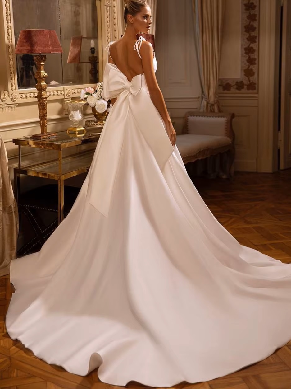 SoDigne A Line Simple Women Wedding Dresses V Neck With Pockets Bridal Dress Backless Sexy Satin Wedding Gowns Customized 2 SoDigne A Line Simple Women Wedding Dresses V Neck With Pockets Bridal Dress Backless Sexy Satin Wedding Gowns Customized - Obrázek 2