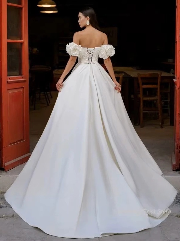 SoDigne Modern Satin Wedding Dresses Sweetheart A-line Elegant Bridal Dress Boho Split Lace Up Wedding Gown Robe De Mairee  2 SoDigne Modern Satin Wedding Dresses Sweetheart A-line Elegant Bridal Dress Boho Split Lace Up Wedding Gown Robe De Mairee  - Obrázek 2