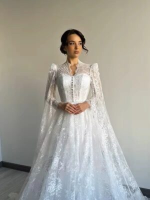 SoDigne A-line Elegant Wedding Dresses Full Sleeves V-Neck Lace Bridal Dress 2025 Long Wedding Gown Robe De Mairee Customized 5 Sa876ef271a9641cd9c12fb0cedf2f1f7L Cropped