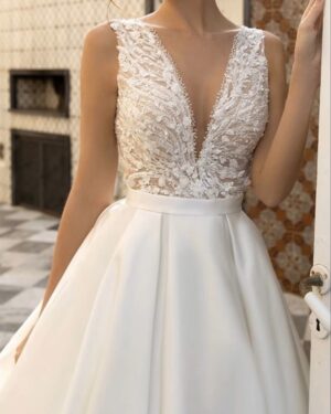 SoDigne Country Wedding Dresses A-line Wedding Gown V-Neck Bride Dress Appliques Satin Bridal Gown Vestido De Novia Customized 6 Sb9148046374e41f58bad36574e31f392a