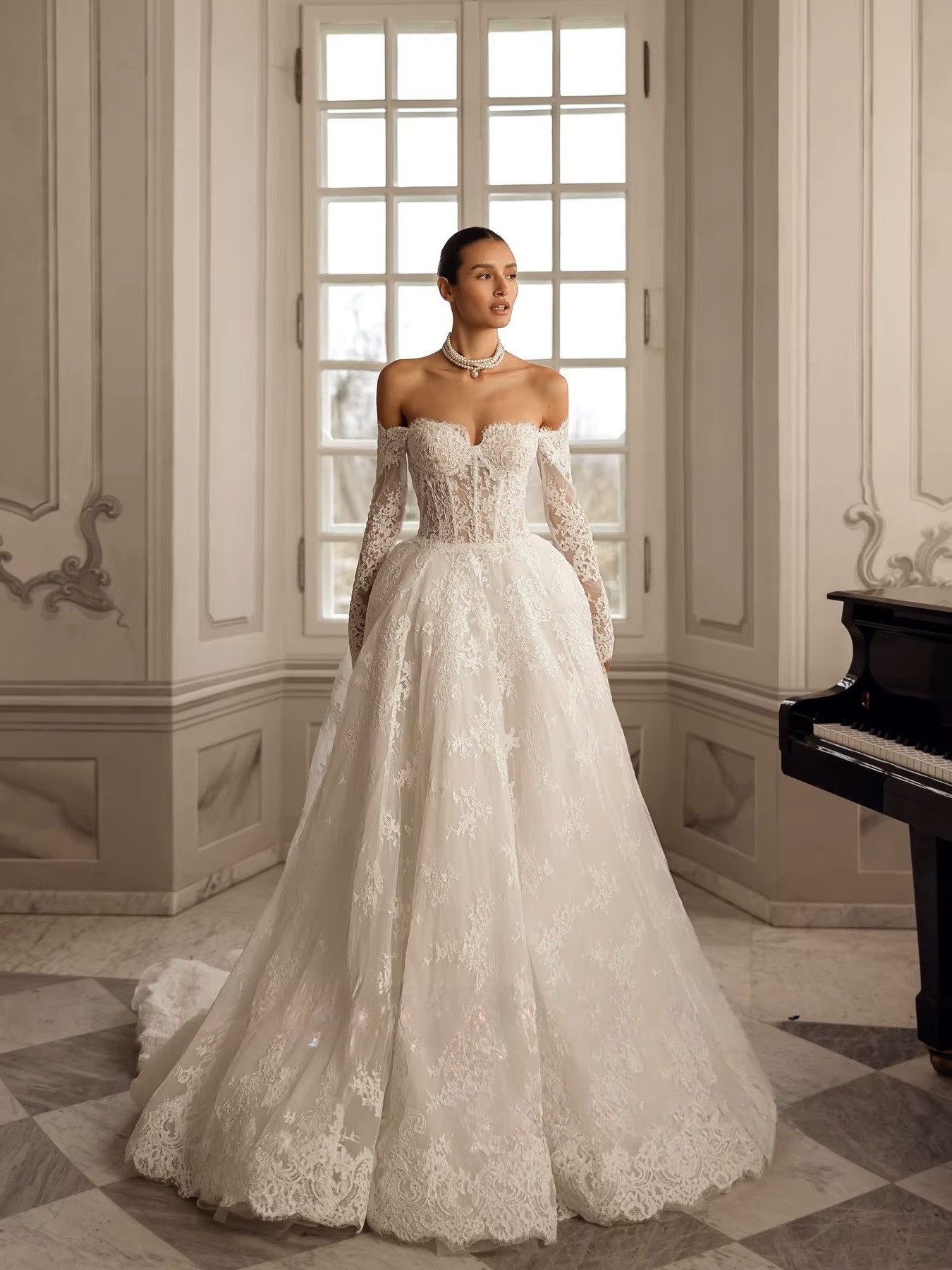 SoDigne A-line Lace Wedding Dresses Sweetheart Long Sleeves Bride Dress Long Wedding Gown vestidos de novia 2026 Customized 1 SoDigne A-line Lace Wedding Dresses Sweetheart Long Sleeves Bride Dress Long Wedding Gown vestidos de novia 2026 Customized
