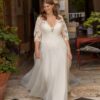 Classic Wedding Dresses Plus Size V-Neck 3/4 Sleeves Bride Gowns Appliques Sweep Train A-Line Organza Vestido De Noiva Ballgown 5 Sf5fac4e5788345eba00fbcedee598752O Cropped