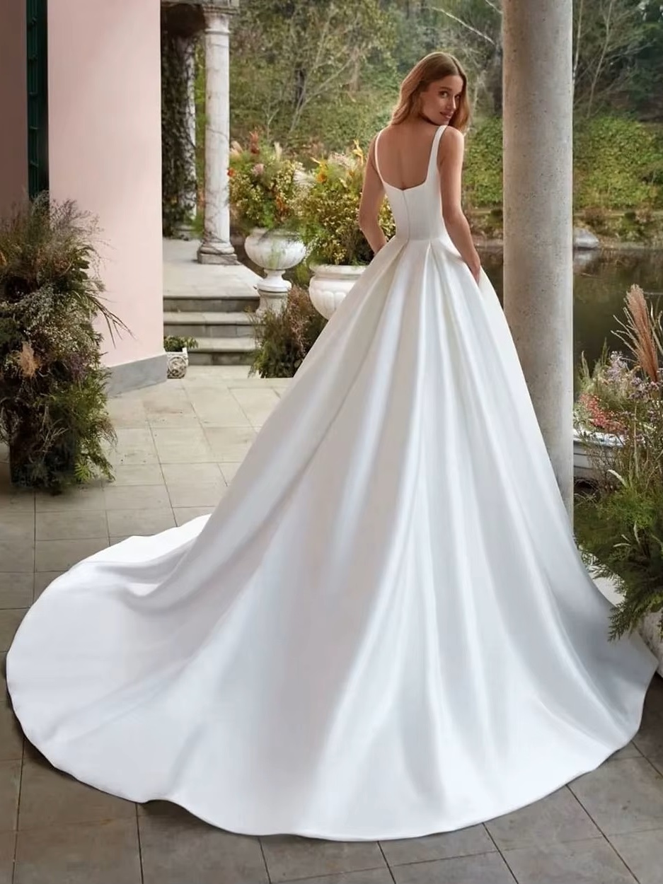 SoDigne Simple Wedding Gowns Elegant Satin A Line Bride Dress Spaghetti strap Backless Bridal Dress Wedding Dress Customized 2 SoDigne Simple Wedding Gowns Elegant Satin A Line Bride Dress Spaghetti strap Backless Bridal Dress Wedding Dress Customized - Obrázek 2
