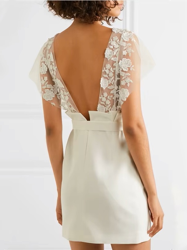 Customized Beach Short Wedding Dress Simple Mini Bridal Dresses Sexy Backless Elegant Boho Bride Gown Lace Appliques Vestidos 2 Customized Beach Short Wedding Dress Simple Mini Bridal Dresses Sexy Backless Elegant Boho Bride Gown Lace Appliques Vestidos - Obrázek 2