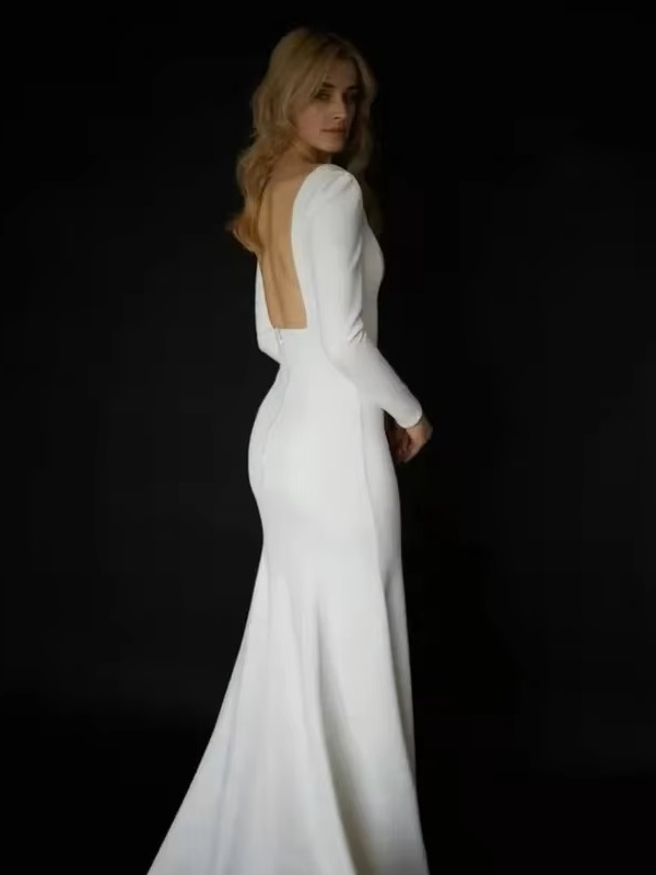 SoDigne Elegant Wedding Dress Mermaid Square Neckline Long Sleeves Backless Satin Bridal Dress Brides Gowns For Women 4 SoDigne Elegant Wedding Dress Mermaid Square Neckline Long Sleeves Backless Satin Bridal Dress Brides Gowns For Women - Obrázek 4