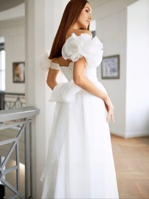 SoDigne A-line Organza Wedding Dresses Sweetheart Short Sleeves Bridal Dress Long Wedding Gown Robe De Mairee Customized  5 S04fe45dc57e147a5aa027f72caffc083N Cropped