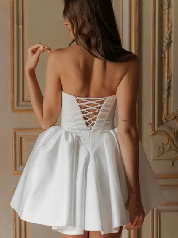Simple Mini Wedding Dress For Women Sleeveless Sweetheart Simple Open Back Lace Up Gown Short Ball Gowns Vestido Customized 2025 2 Simple Mini Wedding Dress For Women Sleeveless Sweetheart Simple Open Back Lace Up Gown Short Ball Gowns Vestido Customized 2025 - Obrázek 2
