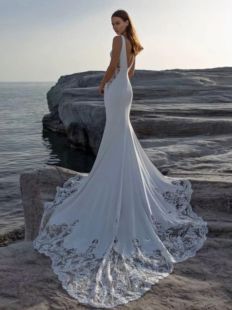 SoDigne Mermaid Wedding Dresses Scoop Neck Sleeveless Appliques Bridal Gowns Beach Wedding Dress vestido de noiva Customized 3 SoDigne Mermaid Wedding Dresses Scoop Neck Sleeveless Appliques Bridal Gowns Beach Wedding Dress vestido de noiva Customized - Obrázek 3