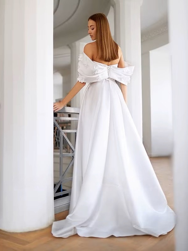 SoDigne A-line Off Shoulder Wedding Dresses V-neck Sleeveless Satin Bridal Dress Long Elegant Bridal Gown 2025 Customized 2 SoDigne A-line Off Shoulder Wedding Dresses V-neck Sleeveless Satin Bridal Dress Long Elegant Bridal Gown 2025 Customized - Obrázek 2