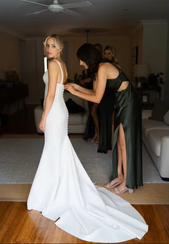 SoDigne Mermaid Simple Satin Wedding Dress Strapless Sleeveless Bride Dresses Beach 2025 Bridal Gowns Robe De Mairee Customized 3 SoDigne Mermaid Simple Satin Wedding Dress Strapless Sleeveless Bride Dresses Beach 2025 Bridal Gowns Robe De Mairee Customized - Obrázek 3