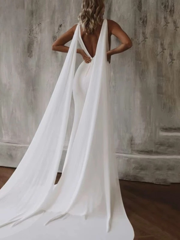 Elegant Mermaid Wedding Dress Women 2025 V-Neck Open Back White Satin Spaghetti Straps Bridal Gown Customized Vestidos De Novia 2 Elegant Mermaid Wedding Dress Women 2025 V-Neck Open Back White Satin Spaghetti Straps Bridal Gown Customized Vestidos De Novia - Obrázek 2