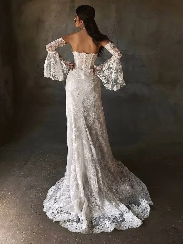 SoDigne Mermaid Lace Wedding Dresses Strapless Detachable Sleeves Bridal Dress Split Wedding Gown Robe De Mairee Customized 2 SoDigne Mermaid Lace Wedding Dresses Strapless Detachable Sleeves Bridal Dress Split Wedding Gown Robe De Mairee Customized - Obrázek 2