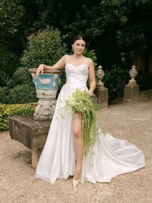 SoDigne A-line Satin Wedding Dresses Sweetheart Sleeveless Ruched Bridal Dress Split Wedding Gown Robe De Mairee Customized 6 S2107fc81abe44dfcadc2b739aaa4491dh Cropped