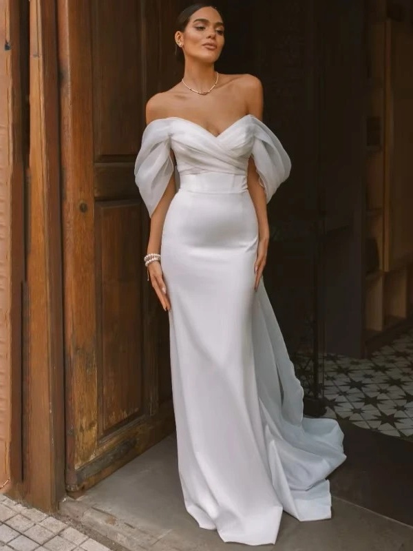 Elegant Sweetheart Mermaid Wedding Dress Women White Off The Shoulder Open Back Bridal Gown Train Vestidos De Novia Customized 2 Elegant Sweetheart Mermaid Wedding Dress Women White Off The Shoulder Open Back Bridal Gown Train Vestidos De Novia Customized - Obrázek 2