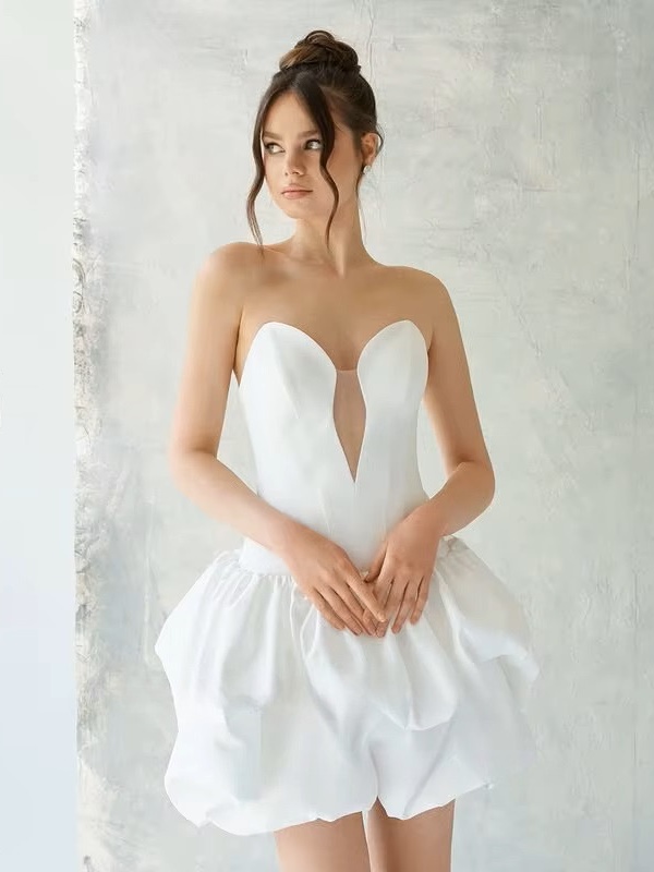 SoDigne A-line Satin Wedding Dress Sleeveless Sweetheart Bride Dresses Beach Ruched Mini Women Bridal Gowns Customized 4 SoDigne A-line Satin Wedding Dress Sleeveless Sweetheart Bride Dresses Beach Ruched Mini Women Bridal Gowns Customized - Obrázek 4