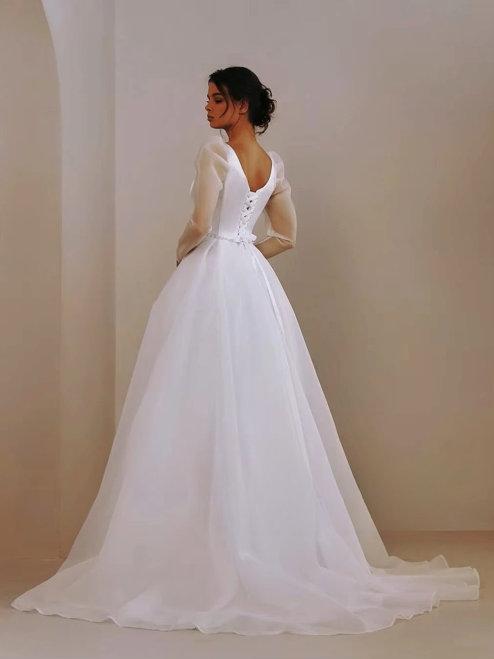 SoDigne A-line Organza Wedding Dresses Square Collar Full Sleeves Bridal Dress Long 2025 Wedding Gown Robe De Mairee Customized 2 SoDigne A-line Organza Wedding Dresses Square Collar Full Sleeves Bridal Dress Long 2025 Wedding Gown Robe De Mairee Customized - Obrázek 2