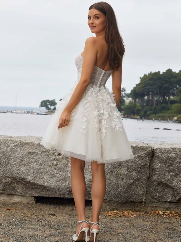 SoDigne A-line Tulle Short Wedding Dresses Sweetheart Sleeveless Appliques Bridal Dress Women Mini Wedding Gown Robe De Mairee - Obrázek 2