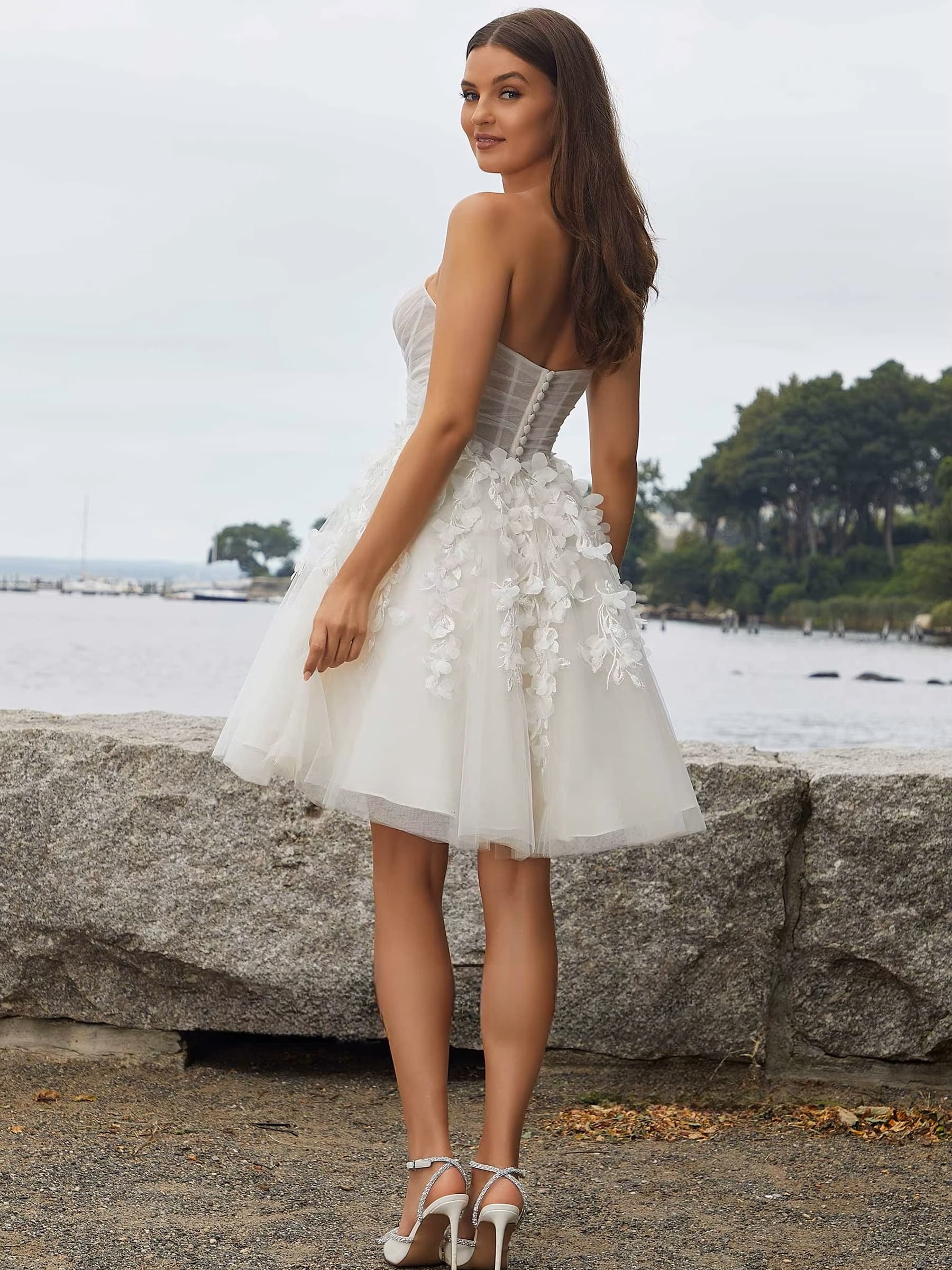SoDigne A-line Tulle Short Wedding Dresses Sweetheart Sleeveless Appliques Bridal Dress Women Mini Wedding Gown Robe De Mairee 2 SoDigne A-line Tulle Short Wedding Dresses Sweetheart Sleeveless Appliques Bridal Dress Women Mini Wedding Gown Robe De Mairee - Obrázek 2