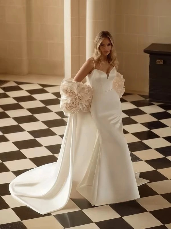 SoDigne Mermaid Satin Wedding Dresses Sweetheart Sleeveless with Shawl Bridal Dress Wedding Gown Robe De Mairee Customized 3 SoDigne Mermaid Satin Wedding Dresses Sweetheart  Sleeveless with Shawl Bridal Dress Wedding Gown Robe De Mairee Customized - Obrázek 3