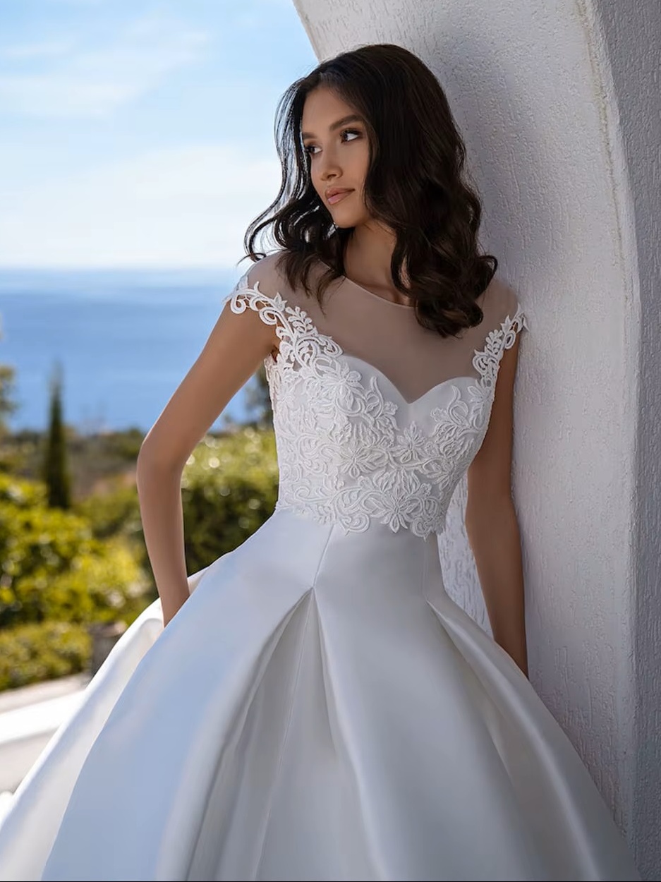 SoDigne Elegant Princess Wedding Dresses With Jacket Satin Scoop Lace Wedding Bridal Gowns Customized Wedding Party Gown 3 SoDigne Elegant Princess Wedding Dresses With Jacket Satin Scoop Lace Wedding Bridal Gowns Customized Wedding Party Gown - Obrázek 3