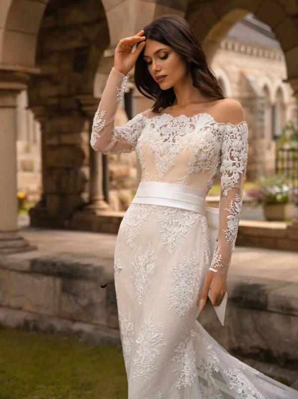 SoDigne Mermaid Long Wedding Dresses O-neck Full Sleeves Appliques Bridal Dress Bride Gown 2025 vestidos de novia Customized ﻿ - Obrázek 3