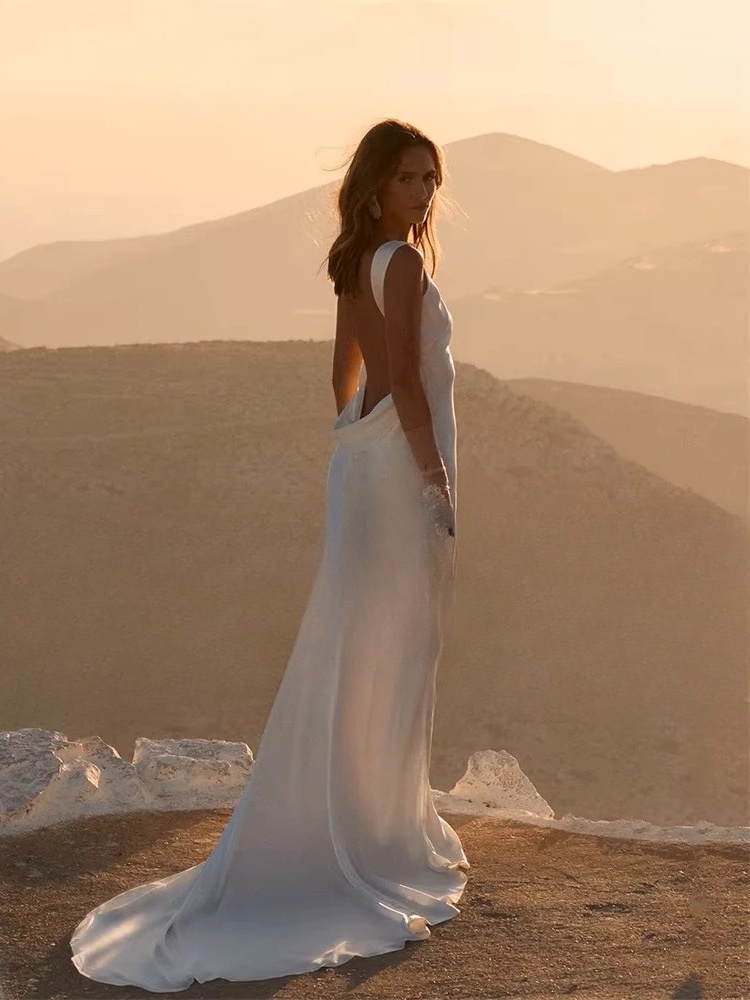 Modern Mermaid Wedding Dresses Women 2025 Boat Neck Sleeveless Open Back Sweep Train Bridal Gown Vestido De Noiva Customized 2 Modern Mermaid Wedding Dresses Women 2025 Boat Neck Sleeveless Open Back Sweep Train Bridal Gown Vestido De Noiva Customized - Obrázek 2