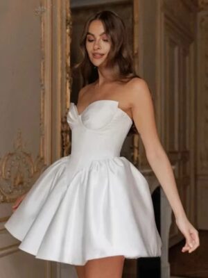 Simple Mini Wedding Dress For Women Sleeveless Sweetheart Simple Open Back Lace Up Gown Short Ball Gowns Vestido Customized 2025 6 S4e34edb98f52478abbf432bf6f6ee532F Cropped
