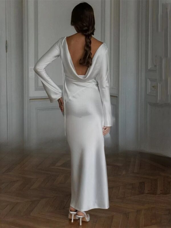 Classic Long Sleeve Mermaid Wedding Dresses Women 2025 O-Neck Open Back Ankle-Length Bridal Gown Vestidos De Noiva Customized - Obrázek 2