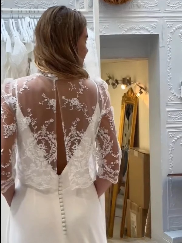SoDigne Mermaid Satin Wedding Dresses Sleeveless Bridal Dress with Lace Shawl Long Bride Gown vestidos de novia Customized 3 SoDigne Mermaid Satin Wedding Dresses Sleeveless Bridal Dress with Lace Shawl Long Bride Gown vestidos de novia Customized - Obrázek 3