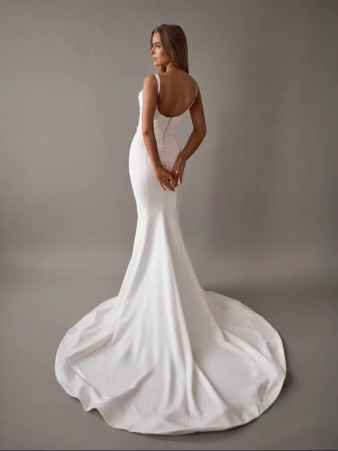 SoDigne Customized Mermaid Simple Wedding Dresses Sweetheart Sleeveless Beading Satin Bridal Dress Women Long Wedding Gown 2 SoDigne Customized Mermaid Simple Wedding Dresses Sweetheart Sleeveless Beading Satin Bridal Dress Women Long Wedding Gown - Obrázek 2
