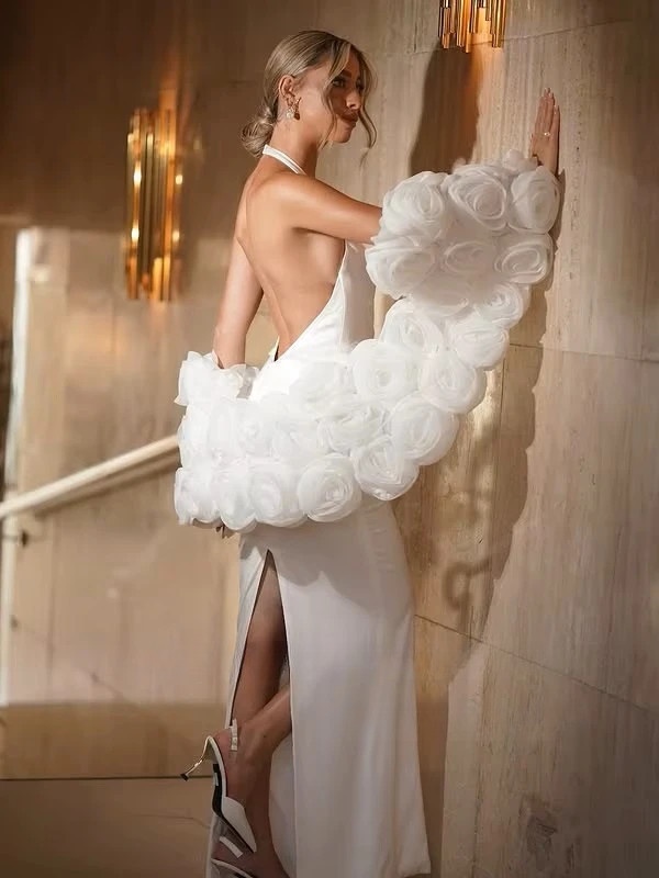 SoDigne Mermaid Wedding Dresses Halter Sleeveless Bridal Dress 3D Flowers Shawl Beach Wedding Gown Robe De Mairee Customized 3 SoDigne Mermaid Wedding Dresses Halter Sleeveless Bridal Dress 3D Flowers Shawl Beach Wedding Gown Robe De Mairee Customized - Obrázek 3