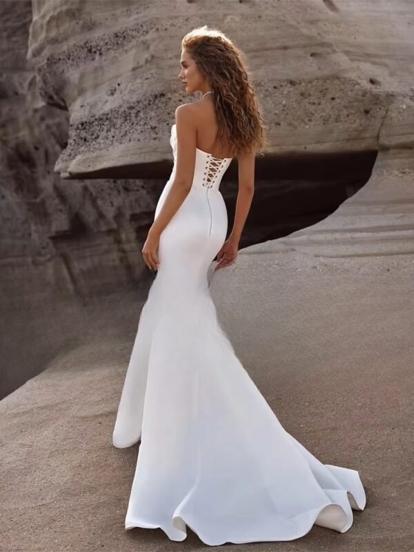 Elegant Pleat Mermaid Wedding Dresses 2025 Strapless Open Back Sleeveless Bridal Gown Sweep Train Vestido De Noiva Customized - Obrázek 2