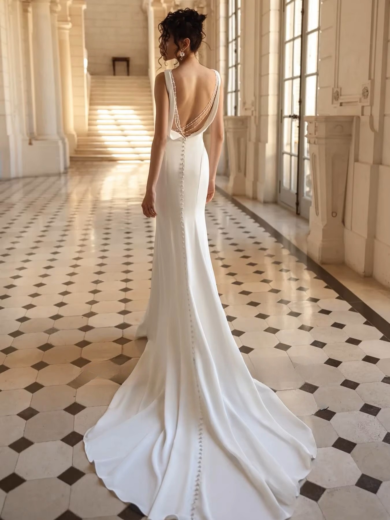 SoDigne Mermaid Satin Beach Wedding Dresses Sleeveless Backless Bridal Dress Long Wedding Gown Robe De Mairee Customized 2 SoDigne Mermaid Satin Beach Wedding Dresses Sleeveless Backless Bridal Dress Long Wedding Gown Robe De Mairee Customized - Obrázek 2