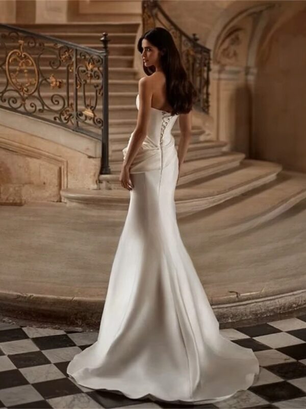 Elegant Mermaid Wedding Dress Women 2025 Sweetheart Pleat Open Back Strapless Train Bridal Gown Vestidos De Noiva Customized - Obrázek 2