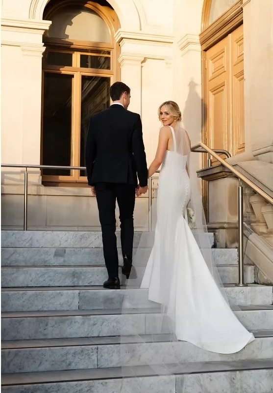 SoDigne Mermaid Simple Satin Wedding Dress Strapless Sleeveless Bride Dresses Beach 2025 Bridal Gowns Robe De Mairee Customized 2 SoDigne Mermaid Simple Satin Wedding Dress Strapless Sleeveless Bride Dresses Beach 2025 Bridal Gowns Robe De Mairee Customized - Obrázek 2