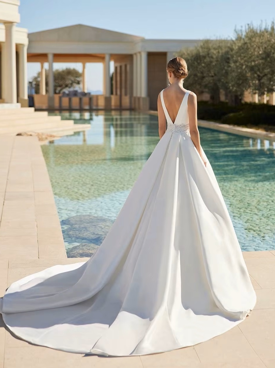 SoDigne Modern Satin Wedding Dresses A-Line Sleeveless Vestido De Noiva Women Bridal Dress Princess Wedding Gowns Customized 2 SoDigne Modern Satin Wedding Dresses A-Line Sleeveless Vestido De Noiva Women Bridal Dress Princess Wedding Gowns Customized - Obrázek 2