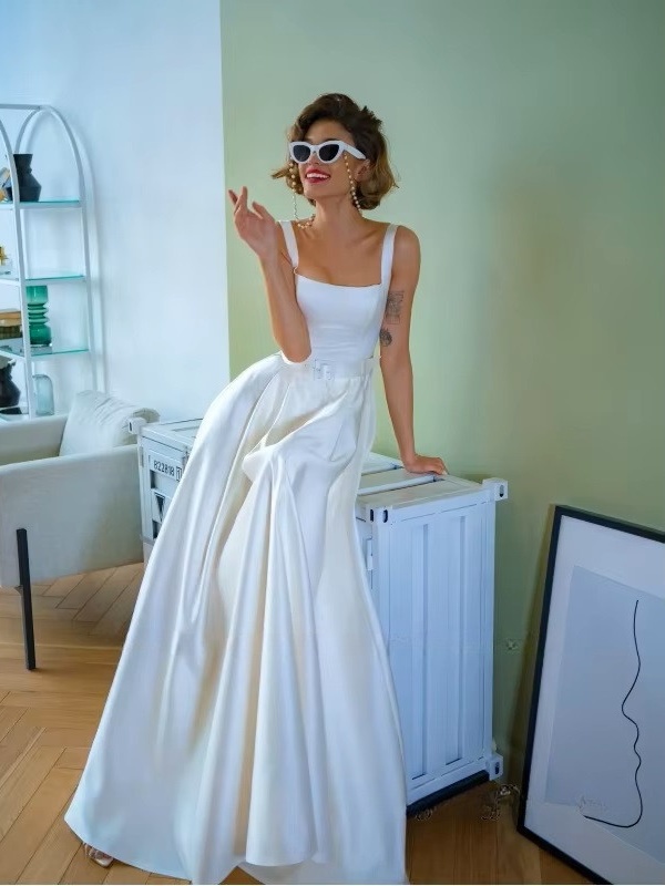 SoDigne A-line Simple Wedding Dresses Square Collar Satin Sleeveless Bridal Dress 2024 Long Bride Gown vestidos de novia 3 SoDigne A-line Simple Wedding Dresses Square Collar Satin Sleeveless Bridal Dress 2024 Long Bride Gown vestidos de novia - Obrázek 3