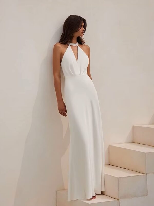 SoDigne Simple Beach Wedding Gown 2024 vestidos de fiesta Halter Sleeveless Bride Dress Long Wedding Party Dress Customized 2 SoDigne Simple Beach Wedding Gown 2024 vestidos de fiesta Halter Sleeveless Bride Dress Long Wedding Party Dress Customized - Obrázek 2