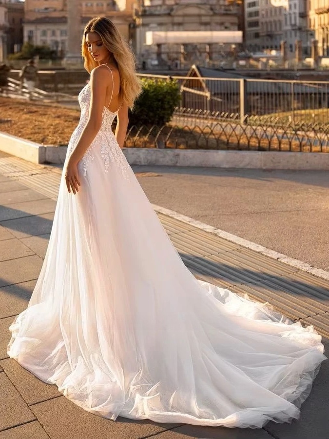 SoDigne A-line Appliques Wedding Dresses Sweetheart Sleeveless Tulle Bride Gowns Split Long Women Bridal Dress robe de mariée 2 SoDigne A-line Appliques Wedding Dresses Sweetheart Sleeveless Tulle Bride Gowns Split Long Women Bridal Dress robe de mariée - Obrázek 2